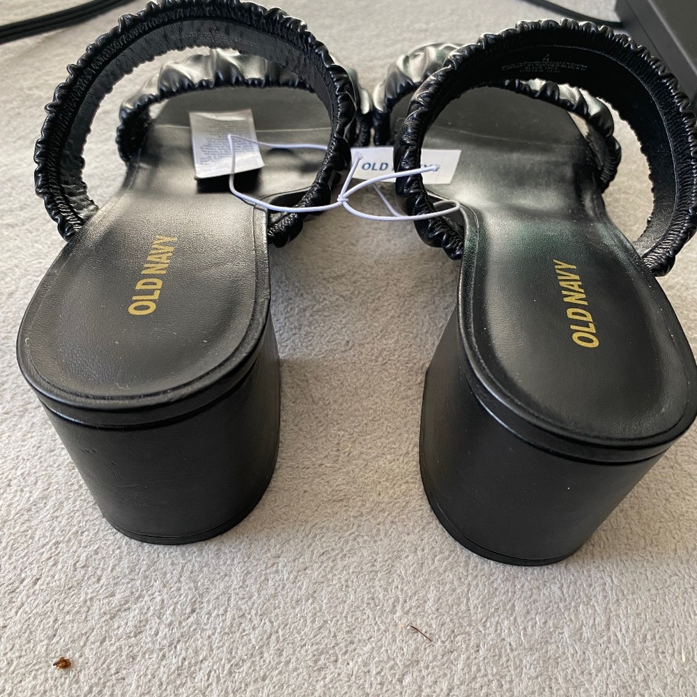 Faux- Leather Strappy Block-Heel Mule Sandals